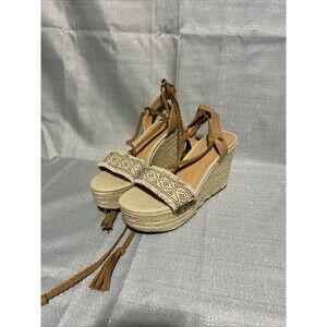 Tommy Hilfiger Braided Wedge Sandals Ankle Tie  Platform Chunky Beach‎ Party 7.5